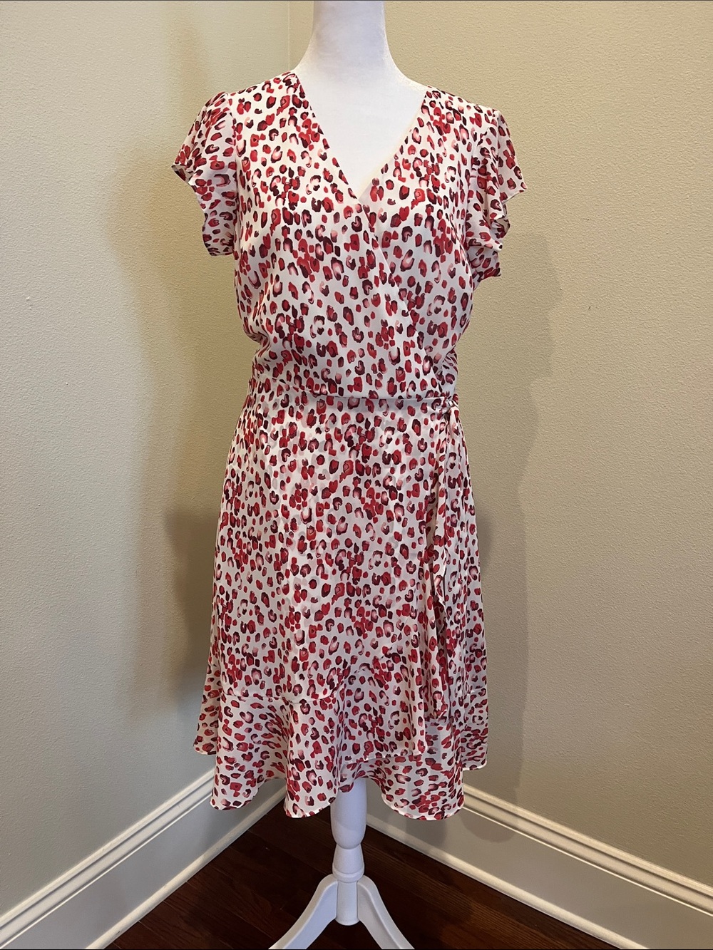Banana Republic Pink Leopard Print V-Neck Midi Dress